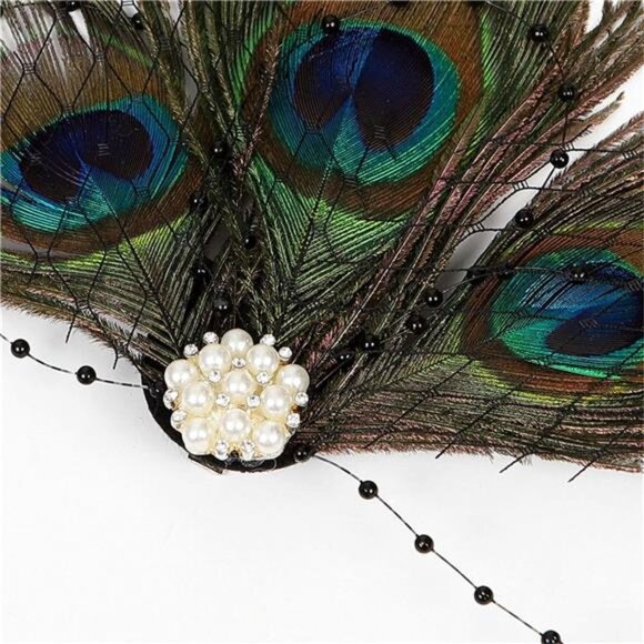 Fascinator Peacock Feather Hair Clips 05 - Picture 3 of 4